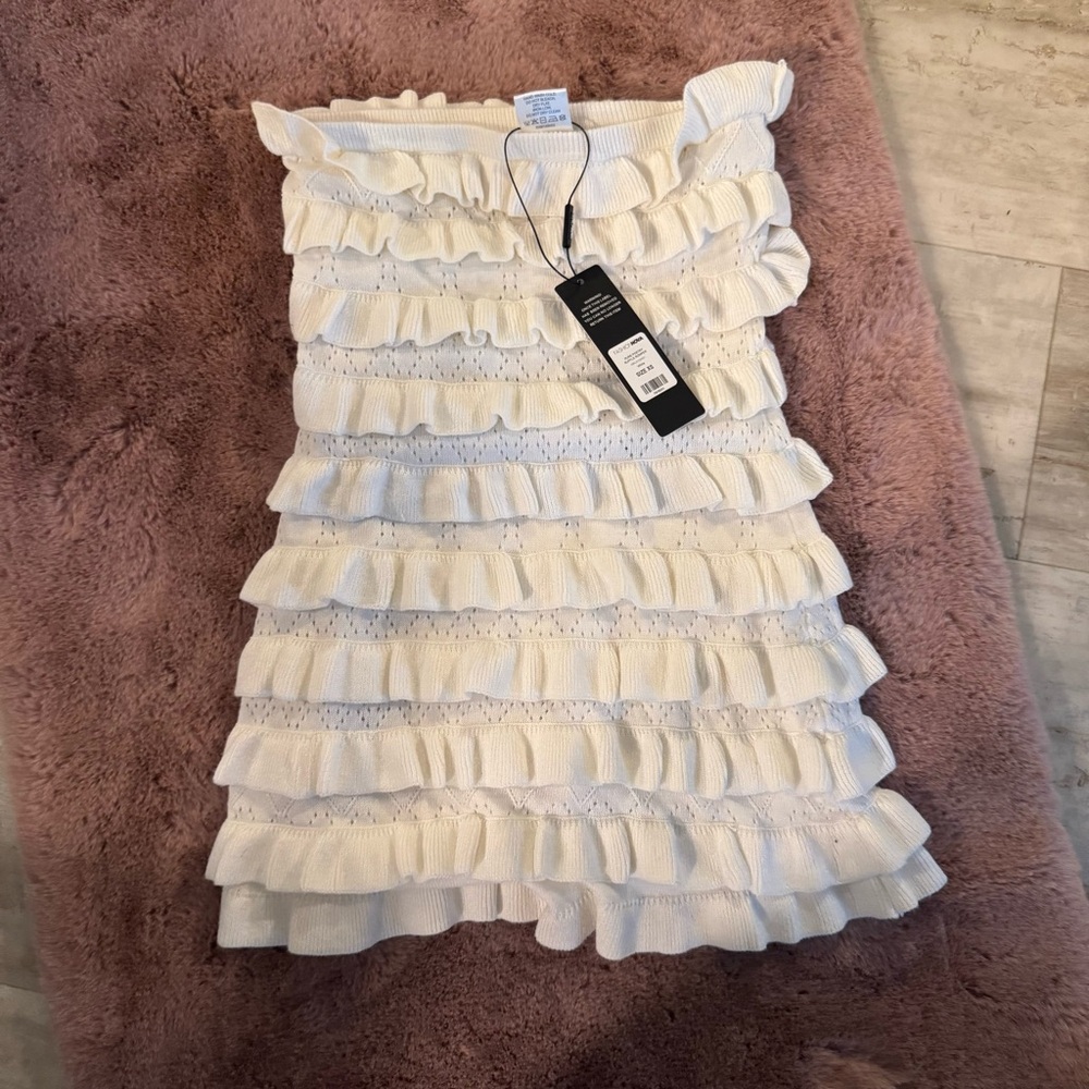 White Ruffled Knit Romper